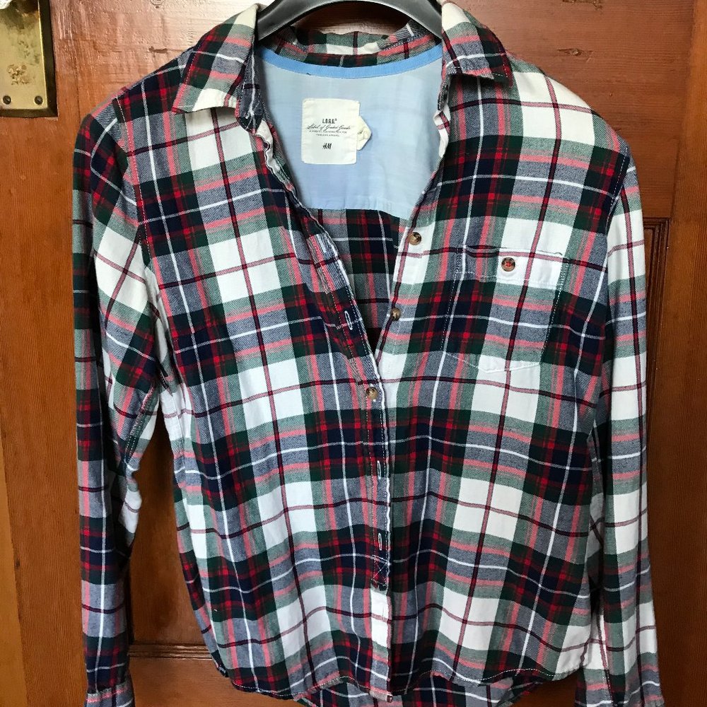 Plaid Button Down with Corduroy Elbows